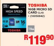 Toshiba 16GB Micro SD Card CL-10
