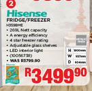 Hisense 359ltr Gross Metallic Finish Fridge/Freezer H359BME