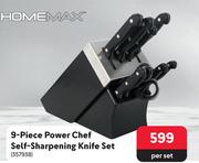 Homemax 9-Piece Power Chef Self-Sharping Knife Set 357938-Per Set