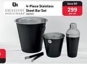 Excellent Houseware 4-Piece Stainless Steel Bar Set 461141-Per Set