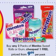 Mentos Sweets Rolls Or Gum-Per Pack