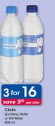 Clicks Sparkling Water Or Still Water-3 x 500ml