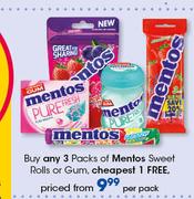 Mentos Sweets Rolls Or Gum-Per Pack
