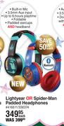 Disney Lightyear Or Spider Man Padded Headphones-Each