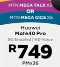 Huawei Mate 40 Pro 5G Enabled/HD Voice-On MTN Mega Talk XS Or MTN Mega Gigs XS (36 Month)