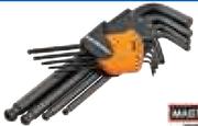 9 Piece Long Arm Folding Metric Hex Key Set-Per Set