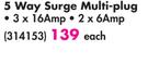 Africa Surge 5 Way Surge Multi Plug