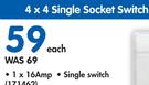 CBI 4 x 4 Single Socket Switch