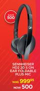 Sennheiser HD 220 S On Ear Foldable Plus Mic