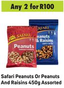 Safari Peanuts Or Peanuts & Raisins Assorted-For 2 x 450g