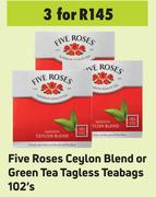 Five Roses Ceylon Blend Or Green Tea Tagless Teabags-For 2 x 102's