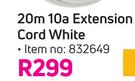Powerworx 20m 10A Extension Cord White