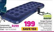 Campmaster Single Flocked Airbed & Pump
