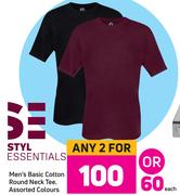 Styl Essentials Men's Basic Cotton Round Neck Tee-Each