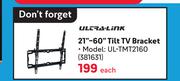 Ultra-Link 21"-60" Tilt TV Bracket UL-TMT 2160