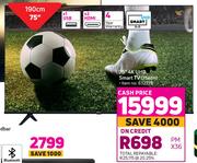 Hisense 75" (190cm) 4K UHD Smart TV 75A6H