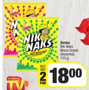 Simba Nik Naks Maize Snack (Assorted)-For Any 2 x 135g