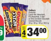 Cadbury Crunchie, Lunch Bar (Assorted)-For Any 4