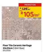 Floor Tile Ceramic Heritage-33 x 33cm(1.8Sqm/Box) Per Sqm