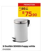 3Ltr Dustbin Sensea Happy White