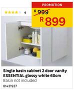 Single Basin Cabinet 2 Door Vanity Essential Glossy White 60cm