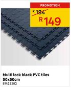 Multi Lock Black PVC Tiles-50 x 50cm
