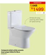 Compacta Toilet White Ceramic Dual Output-595 x 37 x 78cm