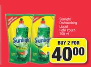 Sunlight Dishwashing Liquid Refill Pouch-For 2 x 750ml