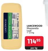 Lancewood Mozzarella Loaf (+/-2.5kg)-Per Kg