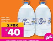 Great Value Natural Still Water-For 2 x 5Ltr