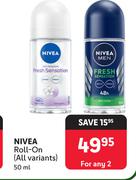 Nivea Roll-On (All Variants)-For 2 x 50ml