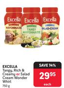 Excella Tangy, Rich & Creamy Or Salad Cream Wonder Whirl-750g Each