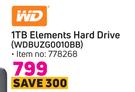 WD 1TB Elements Hard Drive WDBUZG0010BB