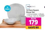 Mainstays 12 Piece Square Dinner Set-Per Set