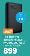 WD 1TB Elements Black Hard Drive WDBUZG0010BB