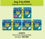 Always Ultra Duos Sanitary Pads-For Any 3 x 16's/20's
