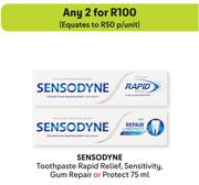 Sensodyne Toothpaste Rapid Relief, Sensitivity, Gum Repair Or Protect-For Any 2 x 75ml
