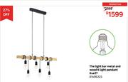 The Light Bar Metal & Wood 6 Light Pendant 6 x E27 81496325