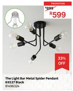 The Light Bar Metal Spider Black Pendant 6 x E27 81496324