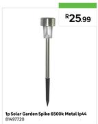 1P 6500K Metal IP44 Solar Garden Spike 81497720