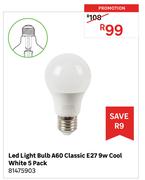 LED Light Bulb A60 Classic E27 9W Cool White 5 Pack 81475903