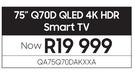 Samsung 75" Q70D QLED 4K HDR Smart TV QA75Q70DAKXXA