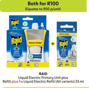Raid Liquid Electric Primary Unit Plus Refill Plus Raid Liquid Electric Refill 33ml-Both For