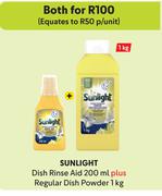 Sunlight Dish Rinse Aid 200ml Plus Regular Dish Powder 1Kg-Both For