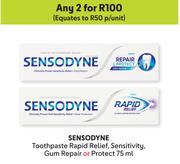 Sensodyne Toothpaste Rapid Relief, Sensitivity, Gum Repair Or Protect-For 2 x 75ml