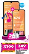2 x Samsung Galaxy A24 Smartphone-On 1.2GB Red Top Up Core More Data