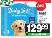 Baby Soft Toilet Rolls 2 Ply 350 Sheets-18s 