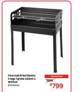 Basica 4 Legs 1 Grate Charcoal Braai L63cm x W37cm 81474444