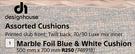 Design House Marble Foil Blue & White Cushion 500mm x 700mm