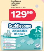 Cuddlesome Value Pack Nappies-60's/54's/52's/50's